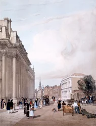 The Board of Trade, Whitehall, a Downing Streetről, „London, ahogyan a természetből merítik”, 1842